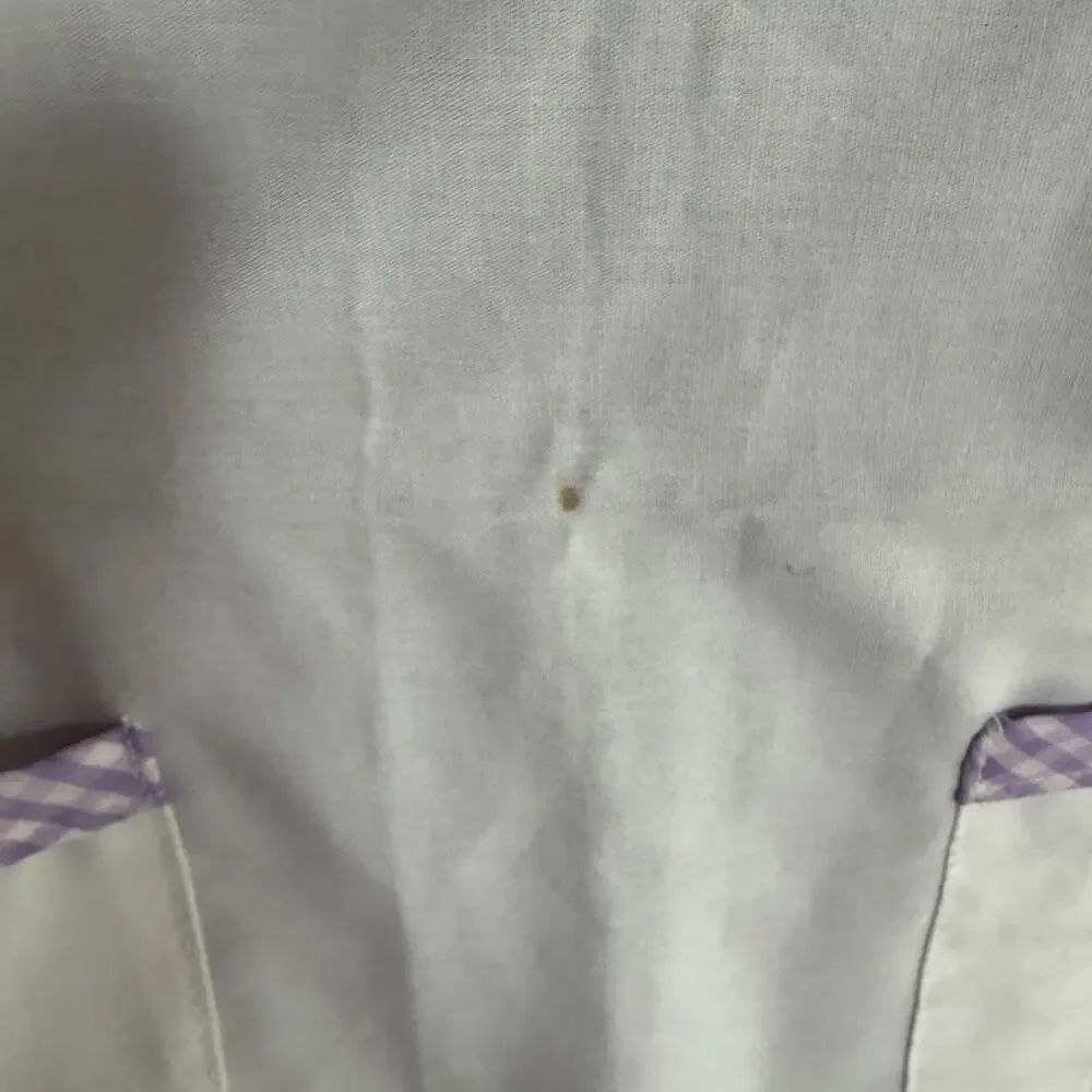 Vtg Hostess Full Apron Purple White MCM 50s Pocket Retro Tie Trad Cottage Ruffle